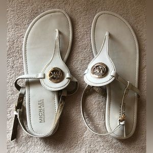 Women’s Size 9 White/Gold Michael Kors thong sandals